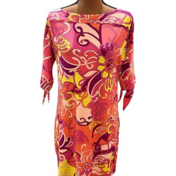 Trina Turk Dresses & Skirts - Trina Turk Vinet ¾ Slit Tie Sleeve Floral Medley Boat Neck Mini Dress – NWT!